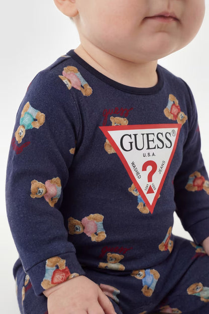GUESS KIDS BABY BEAR COTTON SLEEPSUIT