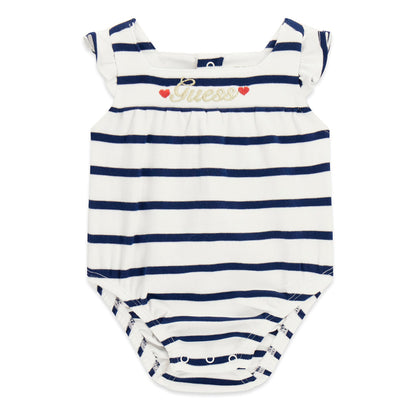 GUESS KIDS GIRLS STRIPED INTERLOCK BODYSUIT
