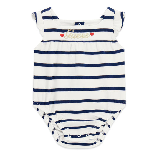 GUESS KIDS GIRLS STRIPED INTERLOCK BODYSUIT