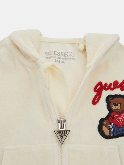 GUESS JEANS KIDS SET CHENILLE HOODED TOP& PANTS
