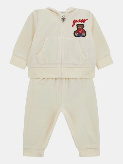 GUESS JEANS KIDS SET CHENILLE HOODED TOP& PANTS