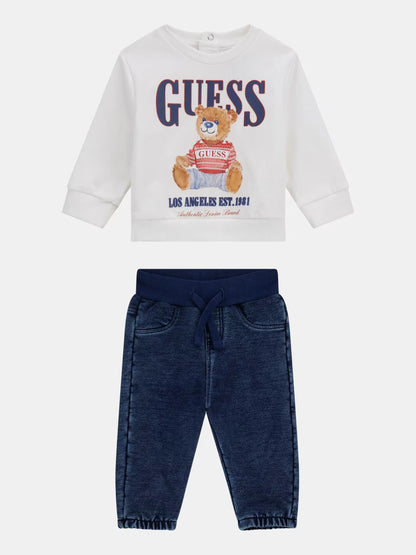 GUESS NEWBORN SET ACTIVE TOP & KNITTED DENIM