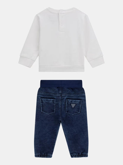 GUESS NEWBORN SET ACTIVE TOP & KNITTED DENIM