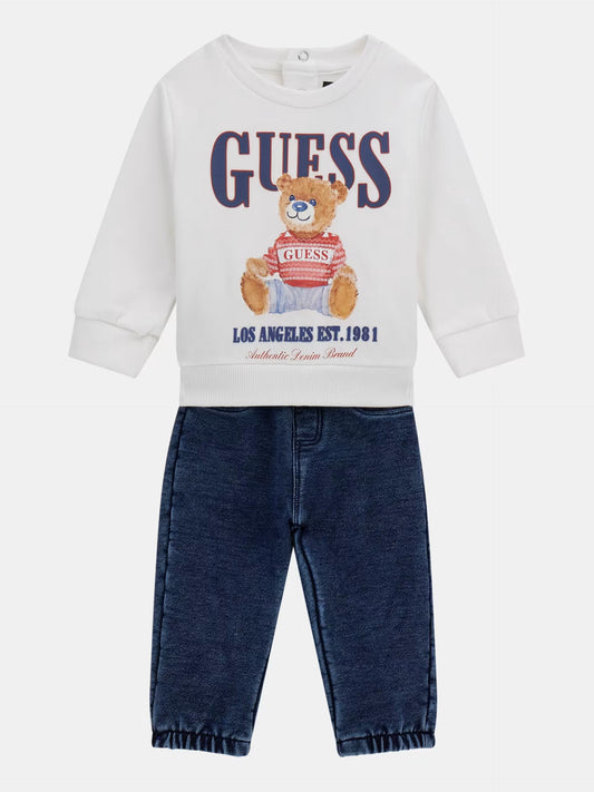 GUESS NEWBORN SET ACTIVE TOP & KNITTED DENIM