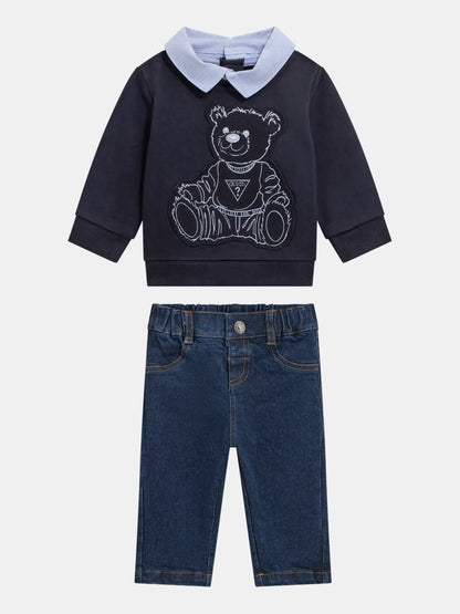 GUESS KIDS SET SWEATSHIRT & DENIM PANTS