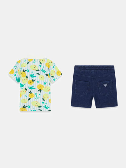 GUESS KIDS SET POLO AND KNIT DENIM SHORTS