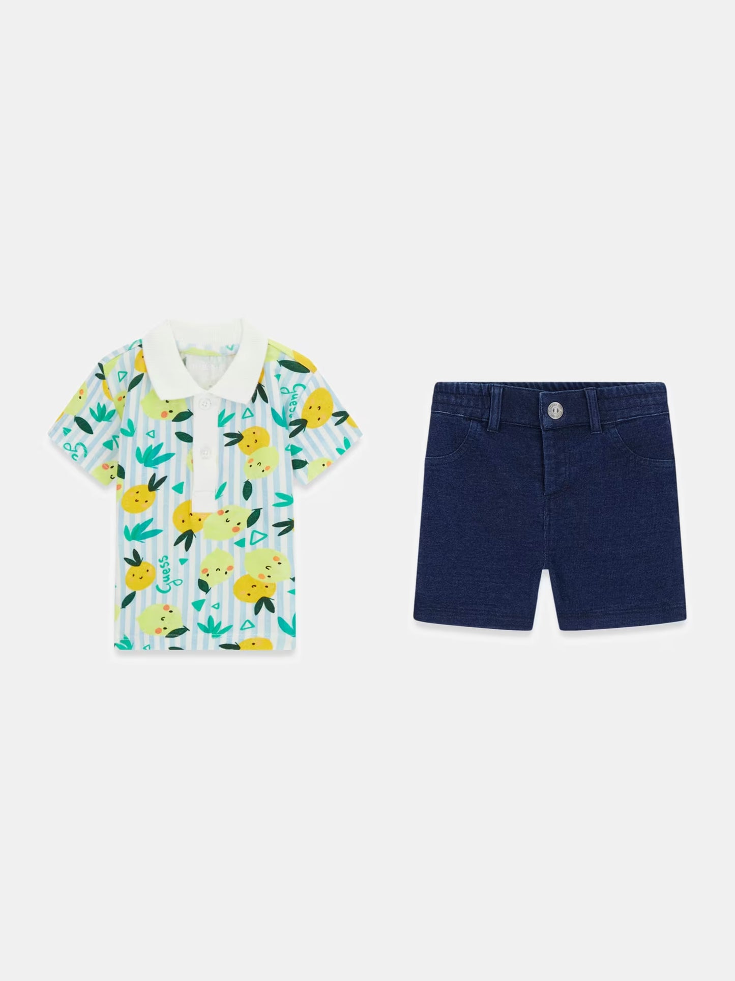 GUESS KIDS SET POLO AND KNIT DENIM SHORTS