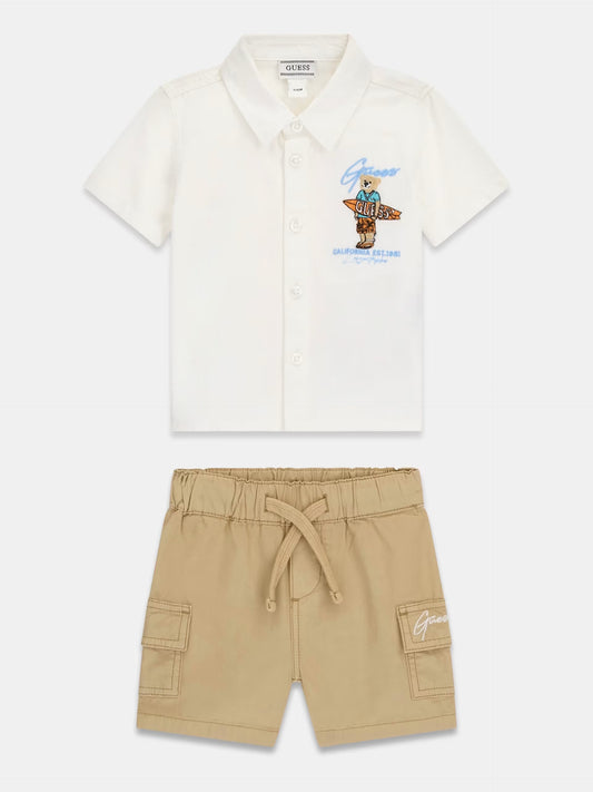 GUESS KIDS POPLIN SHIRT AND SHORTS SET