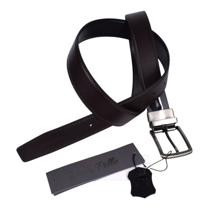 NAZARENO GABRIELLI DOUBLE FACE LEATHER BELT