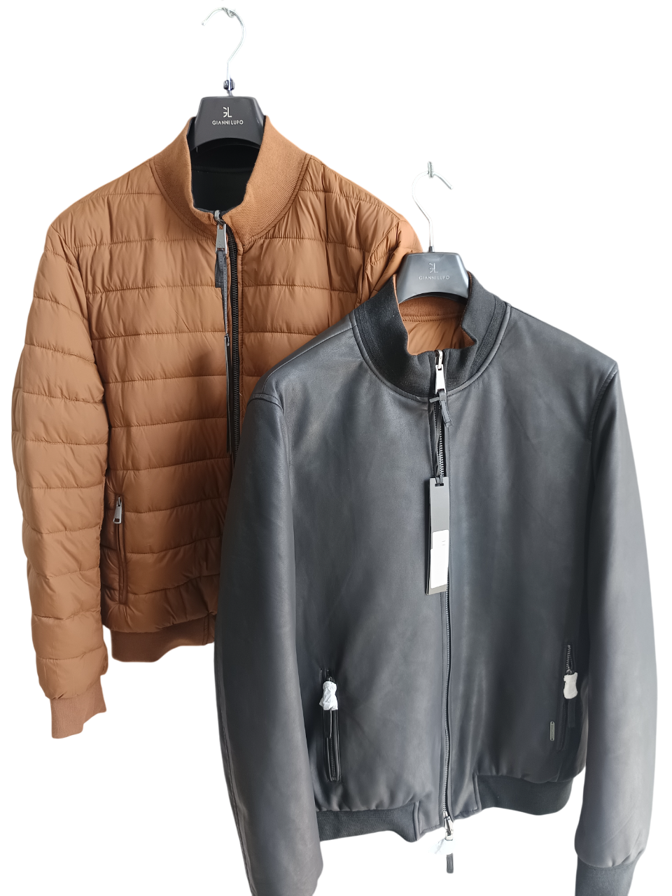 GIANNI LUPO DOUBLE-FACED LEATHER-EFFECT BIKER JACKET