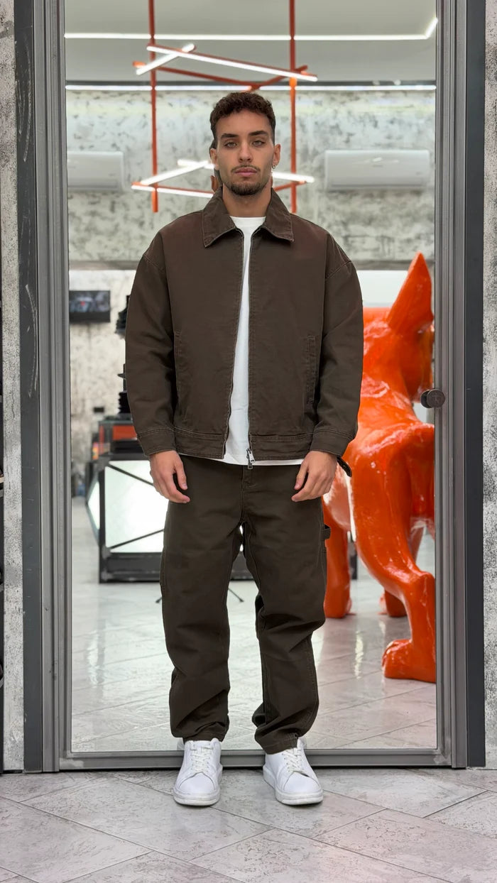 GIANNI LUPO RELAXED FIT COLLAR DENIM OVERJACKET