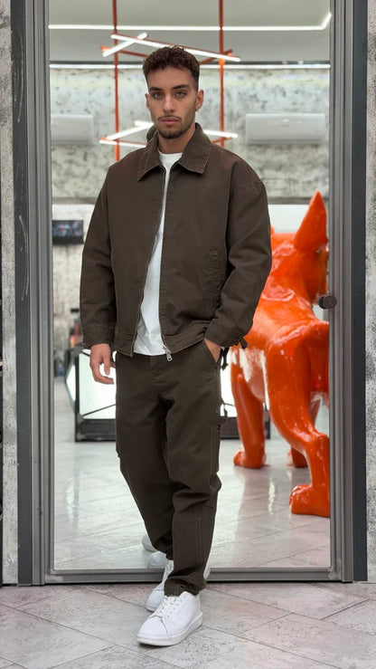GIANNI LUPO RELAXED FIT COLLAR DENIM OVERJACKET