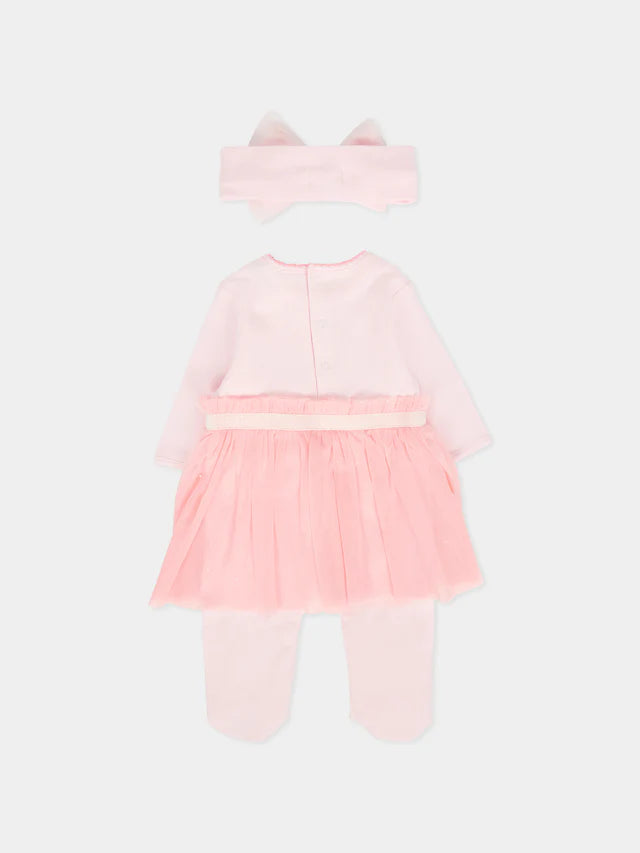 BILIIEBLUSH BABY GIRL ONESIE CAT SET WITH HEADBAND