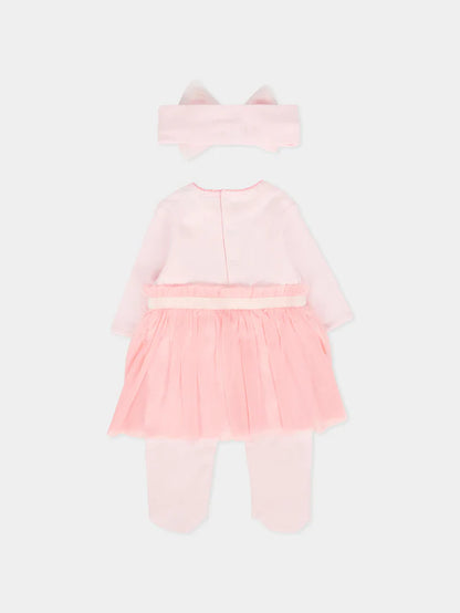 BILIIEBLUSH BABY GIRL ONESIE CAT SET WITH HEADBAND
