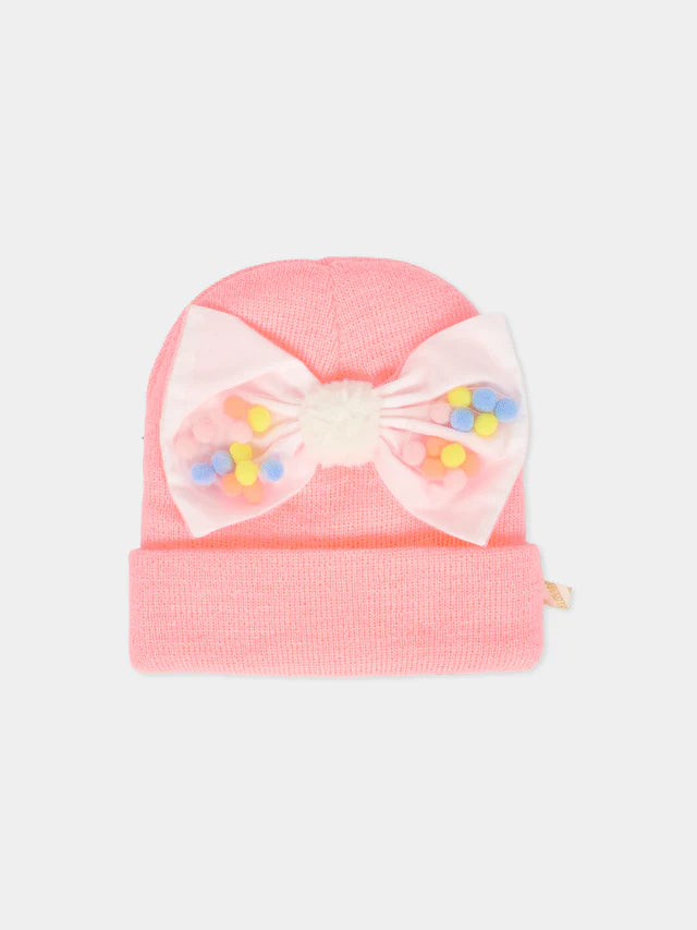 BILLIEBLUSH BABY HAT WITH BOW AND POM POM