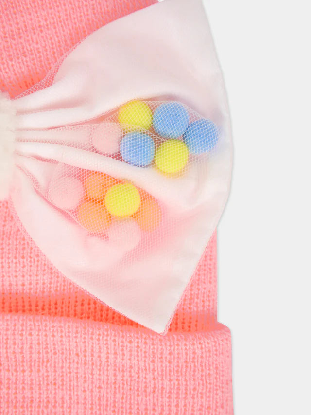 BILLIEBLUSH BABY HAT WITH BOW AND POM POM