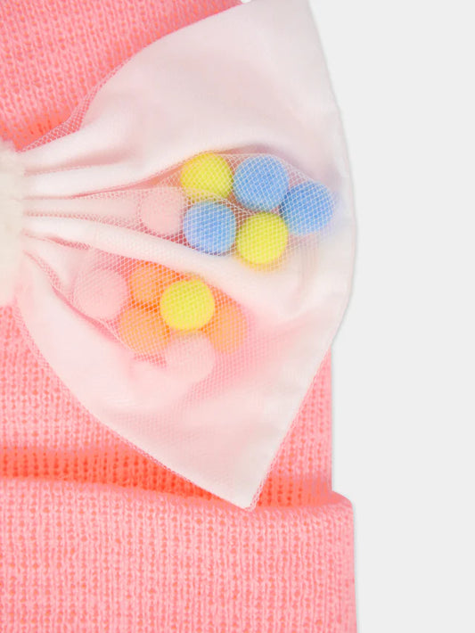 BILLIEBLUSH BABY HAT WITH BOW AND POM POM