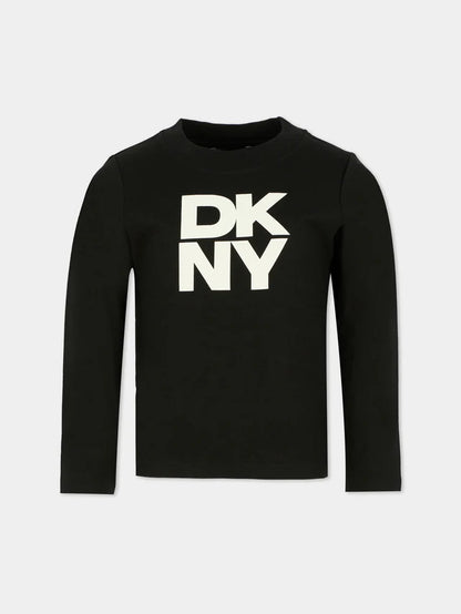 DKNY T SHIRT WITH EMBROIDERED WHITE LOGO