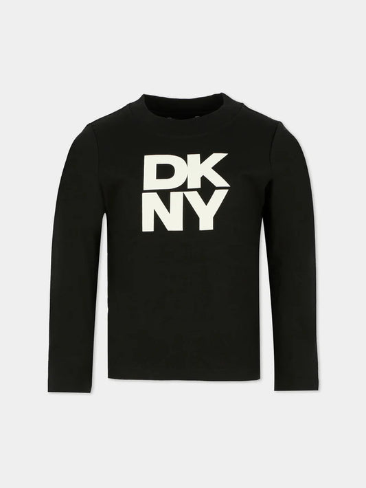 DKNY T SHIRT WITH EMBROIDERED WHITE LOGO
