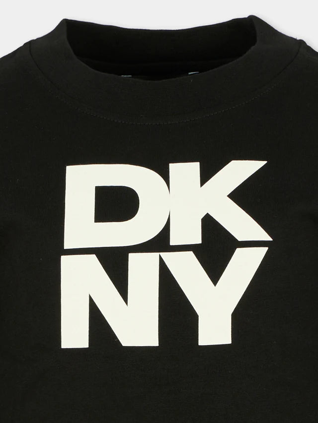 DKNY T SHIRT WITH EMBROIDERED WHITE LOGO