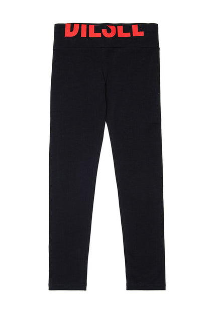DIESEL GIRLS COTTON LEGGINGS WITH CUT-OFF LOGO