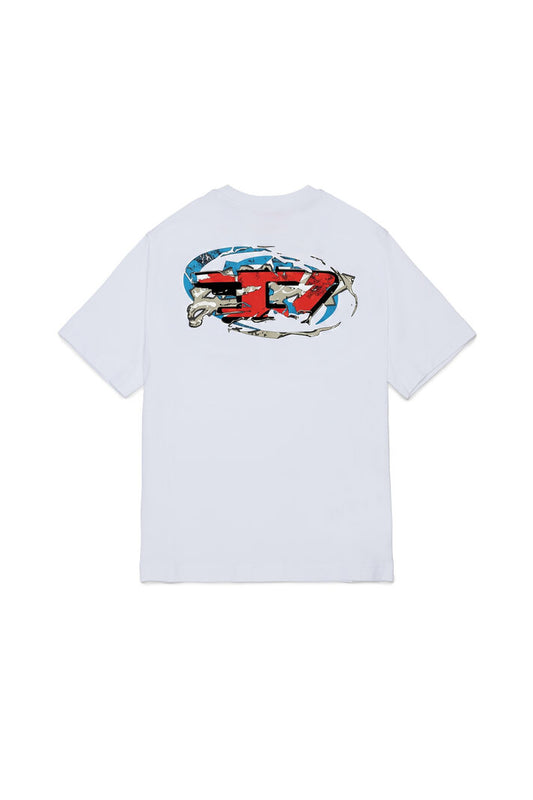 DIESEL KIDS T-SHIRT OVAL D EMBROIDERY & FLOCK PRINT