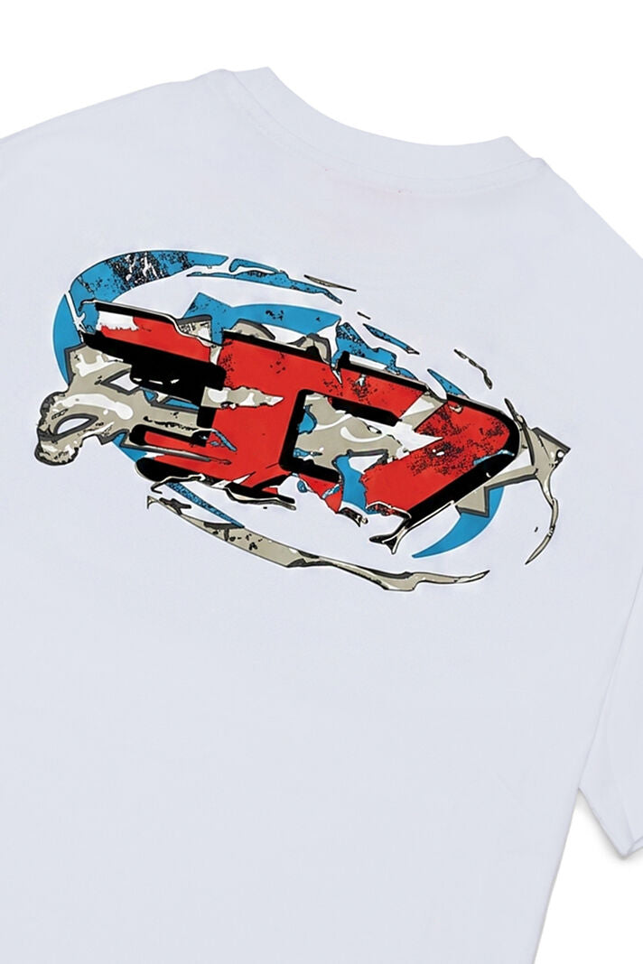 DIESEL KIDS T-SHIRT OVAL D EMBROIDERY & FLOCK PRINT