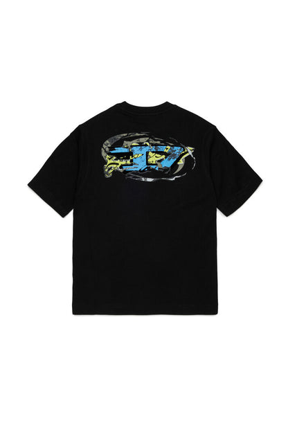 DIESEL KIDS T-SHIRT OVAL D EMBROIDERY & FLOCK PRINT