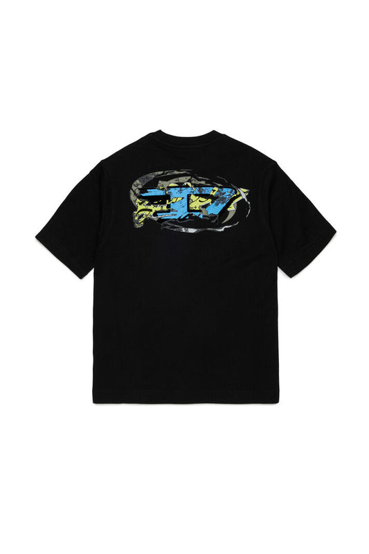 DIESEL KIDS T-SHIRT OVAL D EMBROIDERY & FLOCK PRINT