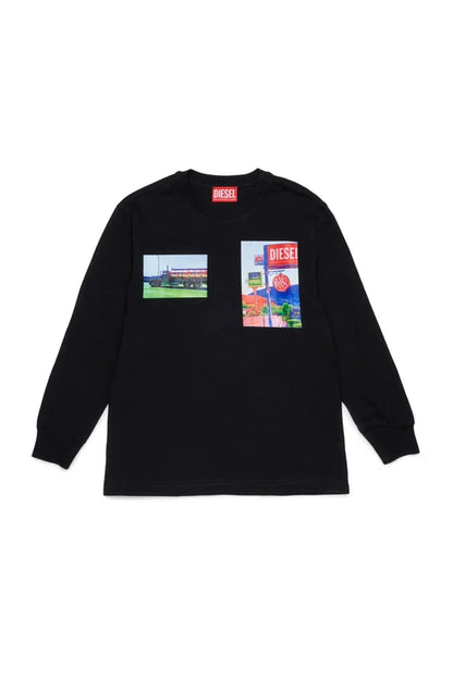 DIESEL KIDS OVERSIZED PHOTO PRINTS LS T SHIRT