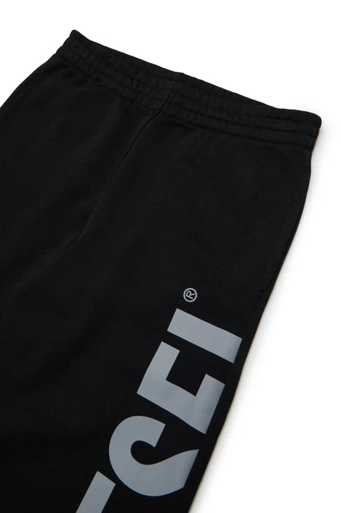 DIESEL KIDS SWEATPANTS WITH CUT-OFF LOGO PRINT