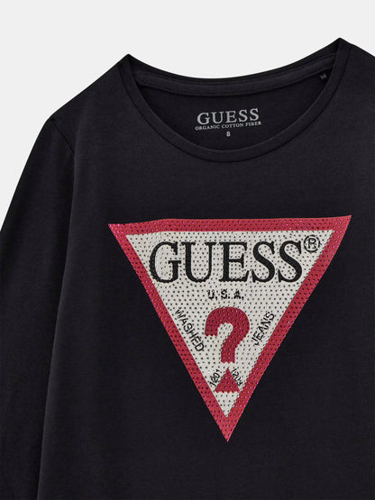 GUESS LS TRIANGLE LOGO T SHIRT