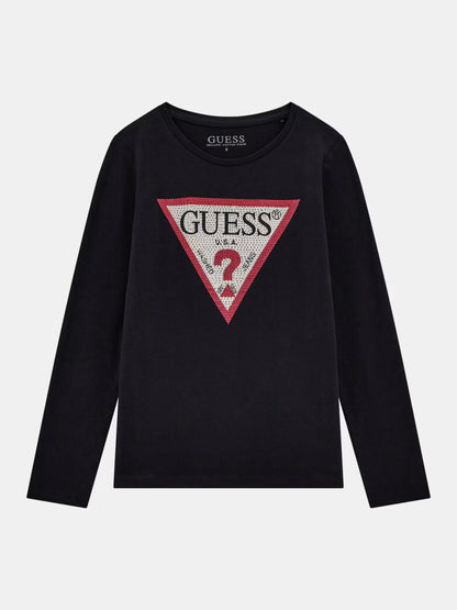 GUESS LS TRIANGLE LOGO T SHIRT