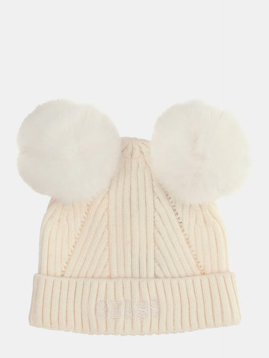 GUESS KIDS KNITTED POM POM BEANIE