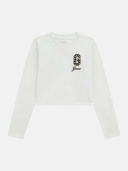 GUESS JEANS GIRLS LS CROPPED T SHIRT