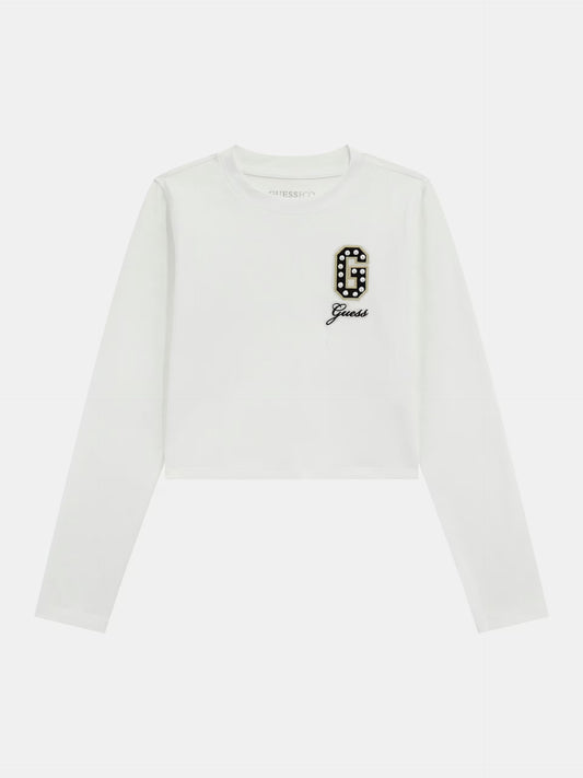 GUESS JEANS GIRLS LS CROPPED T SHIRT