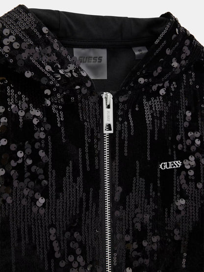 GUESS JEANS ALLOVER SEQUINS ZIP MINI ME FOOTER