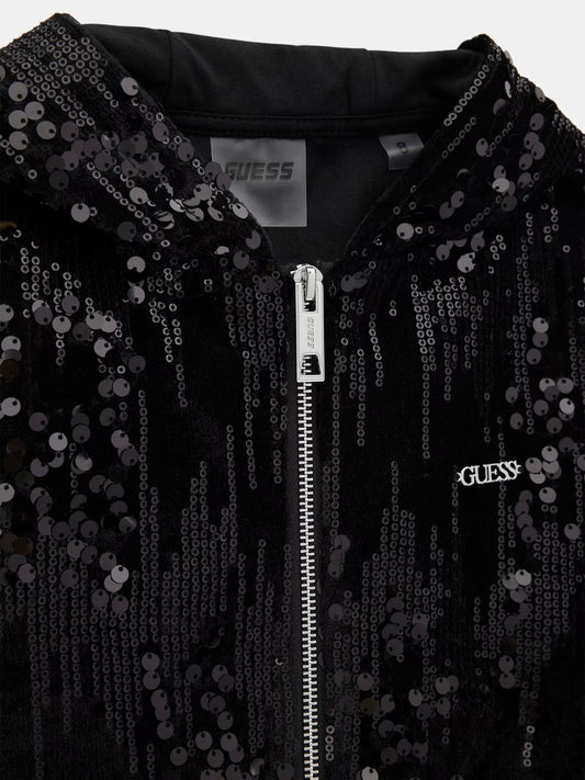 GUESS JEANS ALLOVER SEQUINS ZIP MINI ME FOOTER