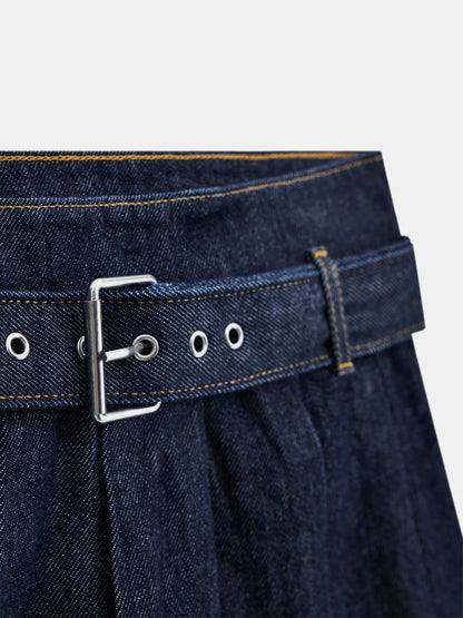 GUESS DENIM PLEADS MINI SKIRT