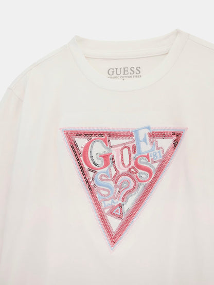 GUESS GIRLS LS TRIANGLE LOGO T SHIRT