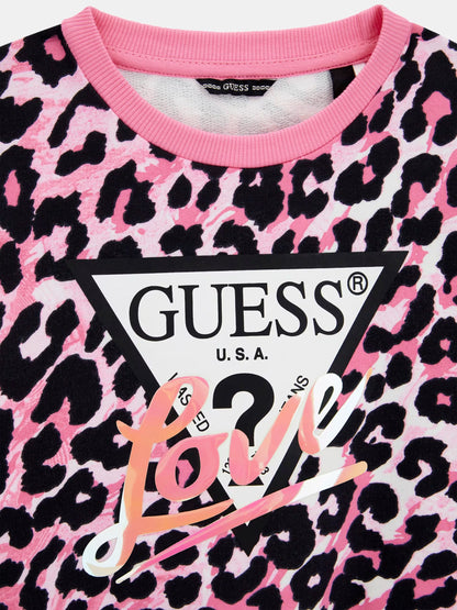 GUESS ALLOVER PRINT CROPPED PULLOVER