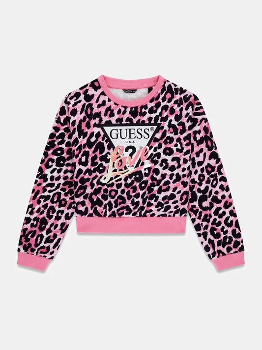 GUESS ALLOVER PRINT CROPPED PULLOVER
