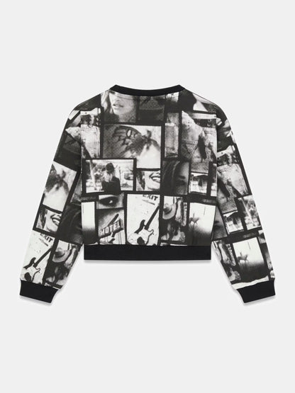 GUESS ALLOVER PRINT CROPPED PULLOVER