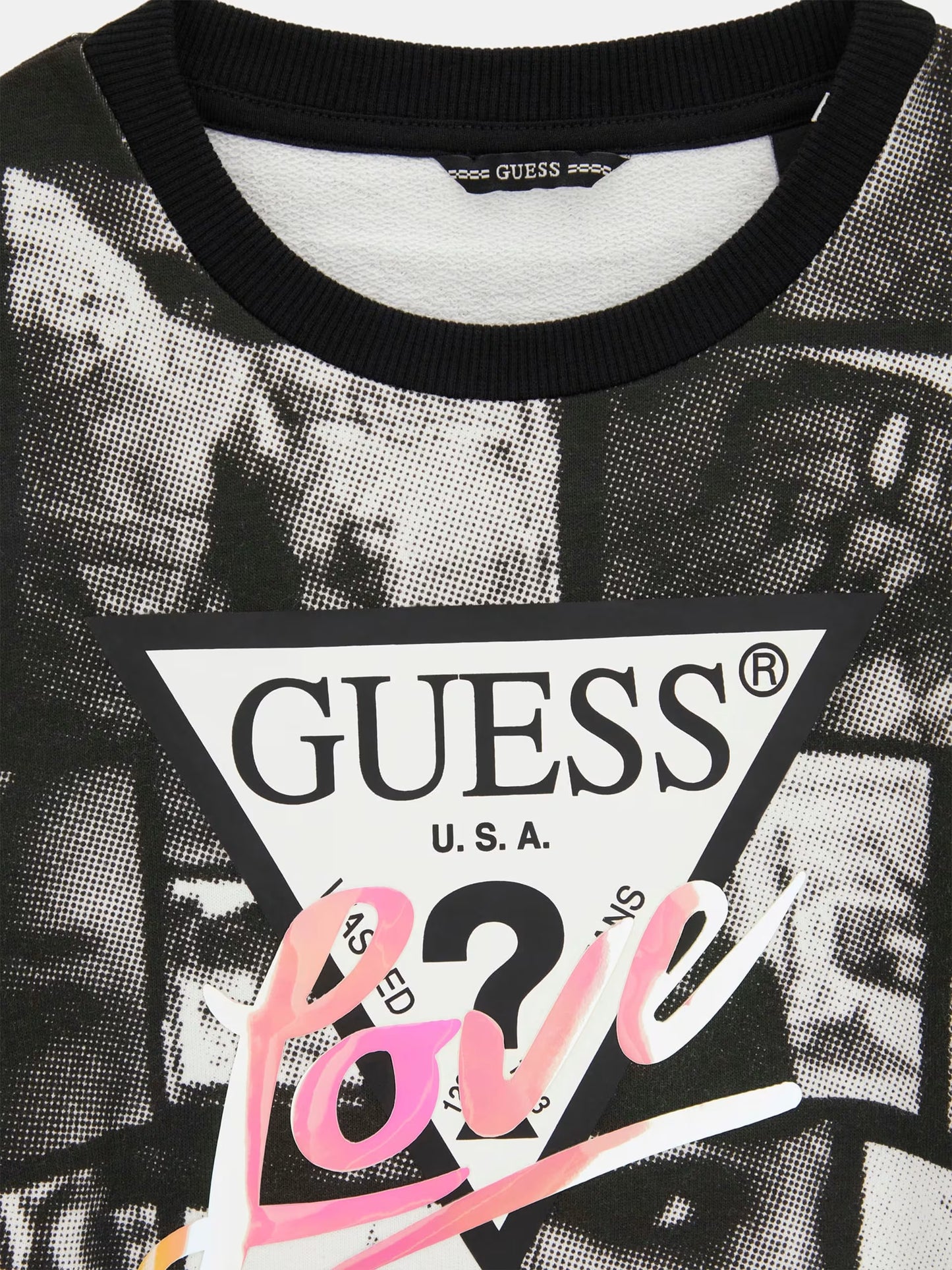 GUESS ALLOVER PRINT CROPPED PULLOVER