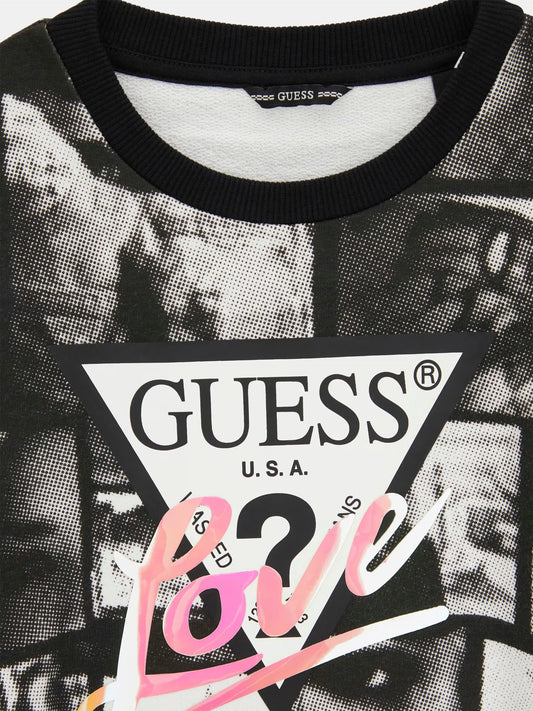 GUESS ALLOVER PRINT CROPPED PULLOVER