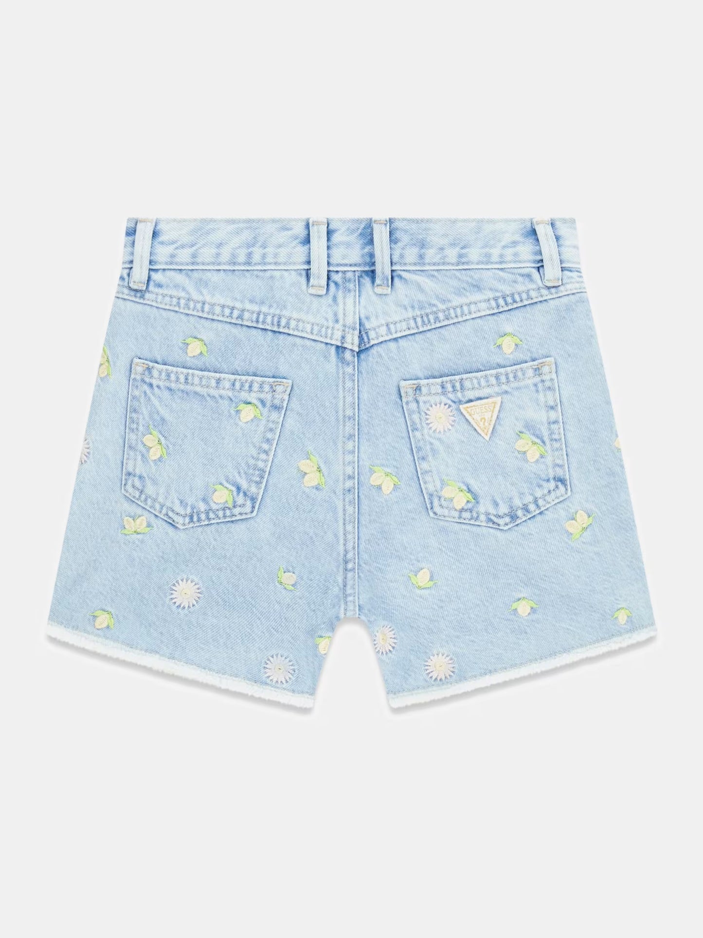 GUESS KIDS EMBROIDRED RIGID DENIM SHORTS