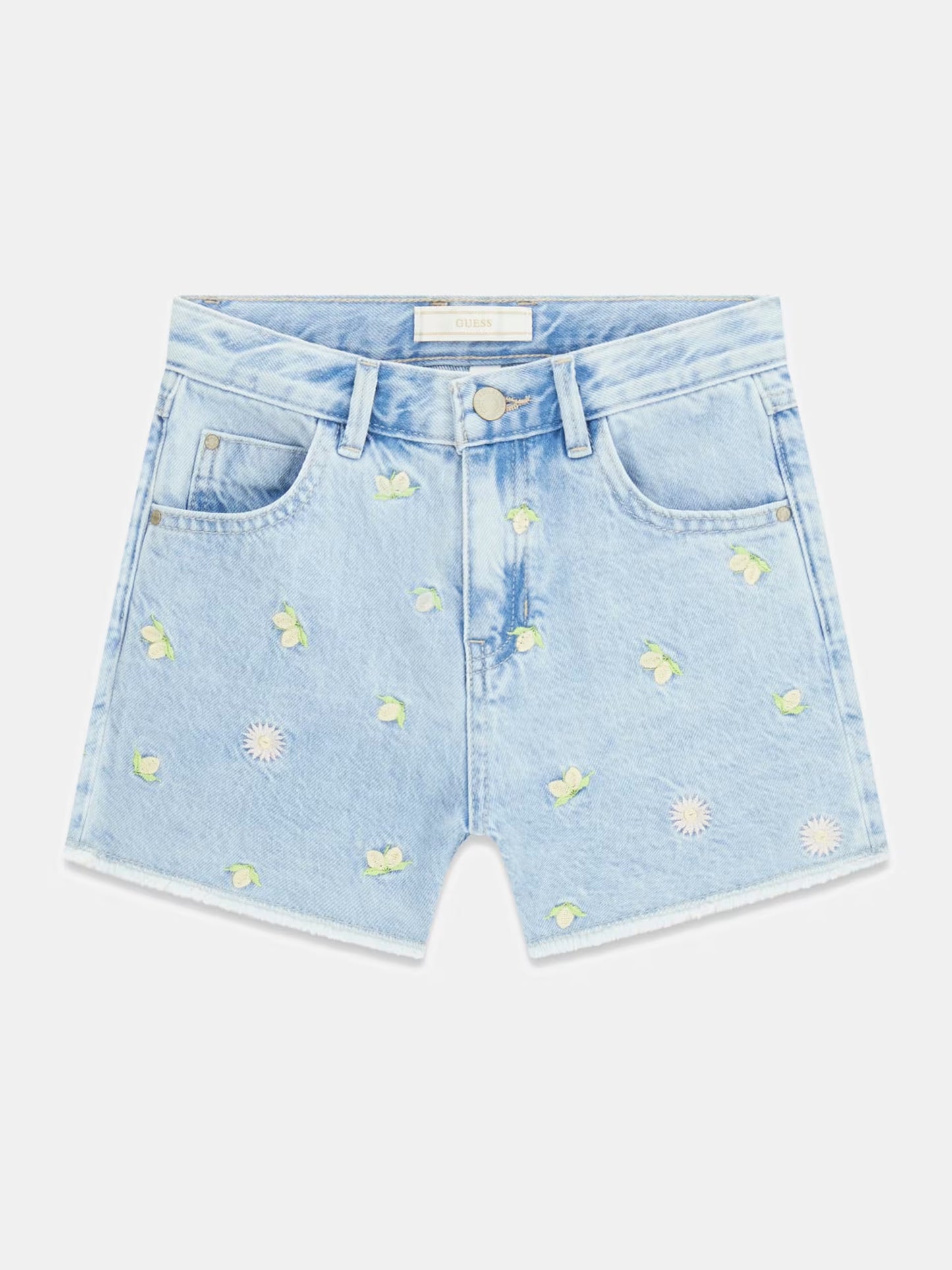 GUESS KIDS EMBROIDRED RIGID DENIM SHORTS