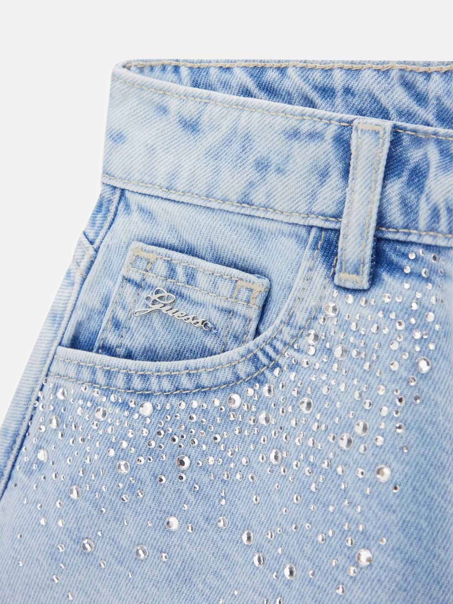 GUESS KIDSVRIGID DENIM SHORT WITH RHINESTONES