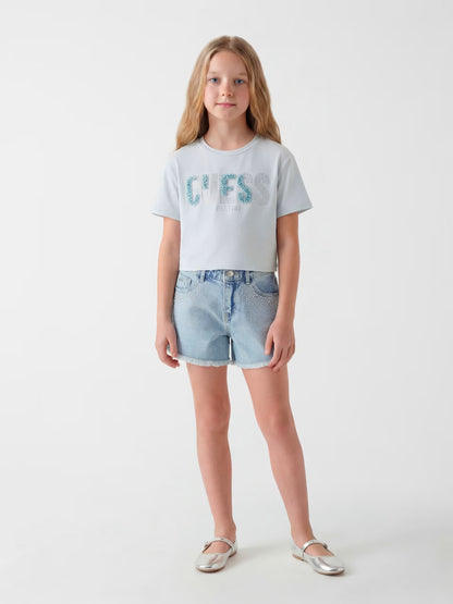 GUESS KIDS RHINESTONES LOGO T SHIRT