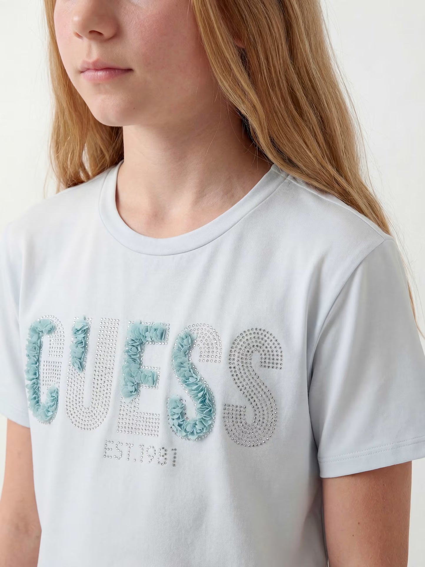 GUESS KIDS RHINESTONES LOGO T SHIRT
